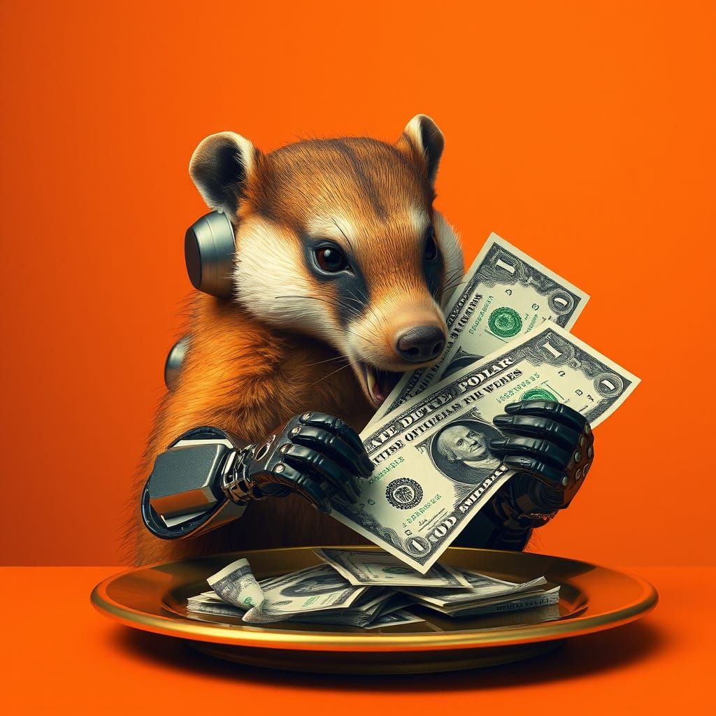 Cyber Honeybadger Devours Golden Dollar Bills in Deserted Or...