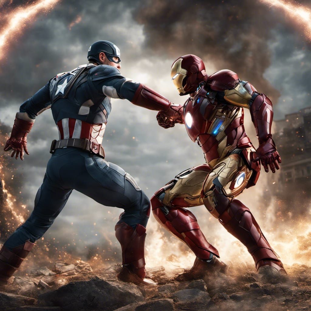 Captain America vs Iron Man: Detailed Fantasy Art