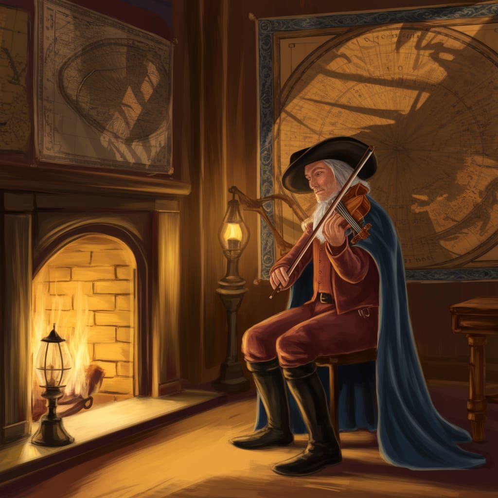 Majestic Bard in Cozy Study