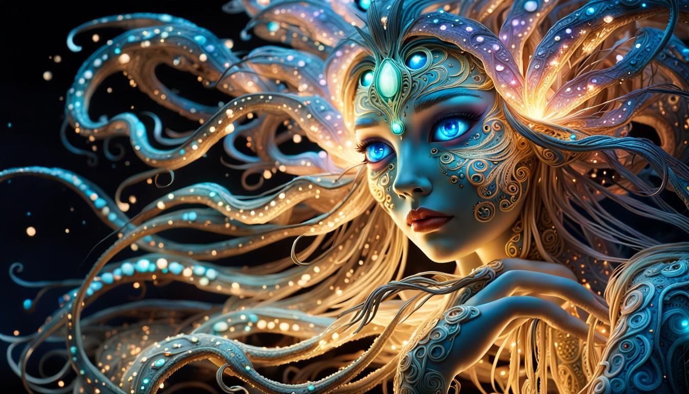 Glowing Bioluminescent Creature in a Surreal Fantasy Style