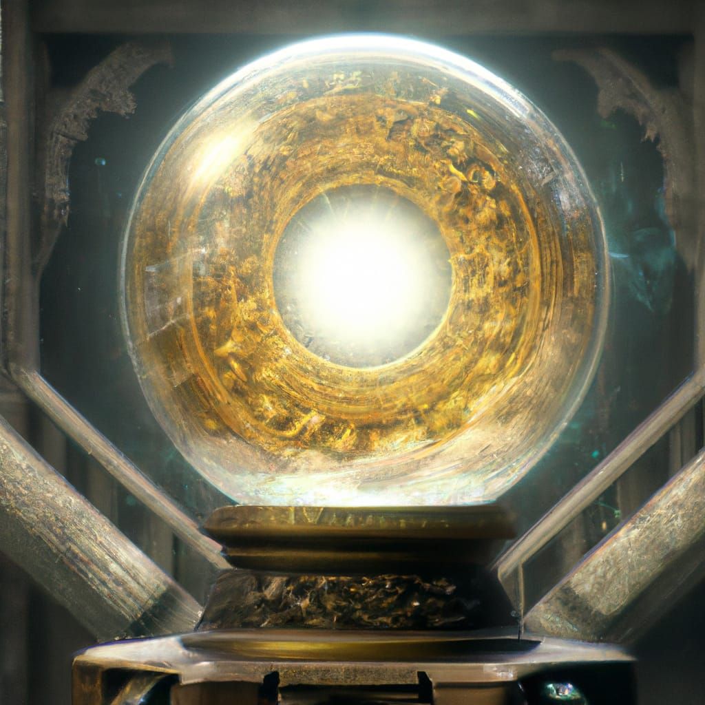 Hyperrealistic Glass Orb in Dungeon Setting