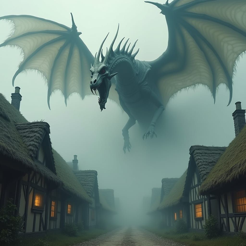 Majestic Bone Dragon Soars Through Dystopian Skies in a Kale...