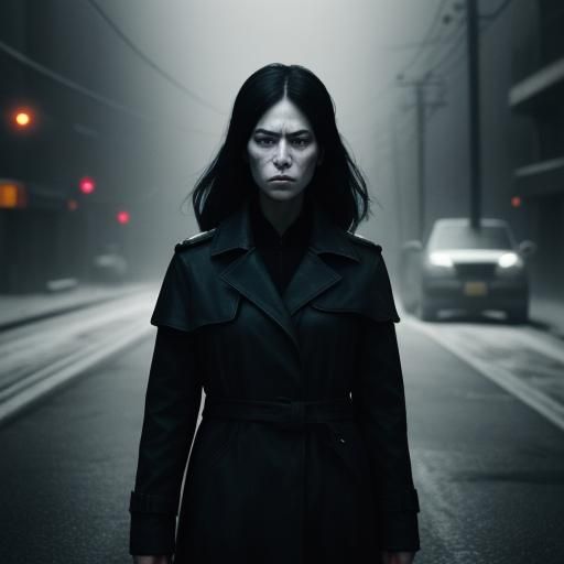 Devastated Woman in Film Noir Style