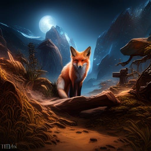 High Resolution Therian Logo with Fox: Matte Painting