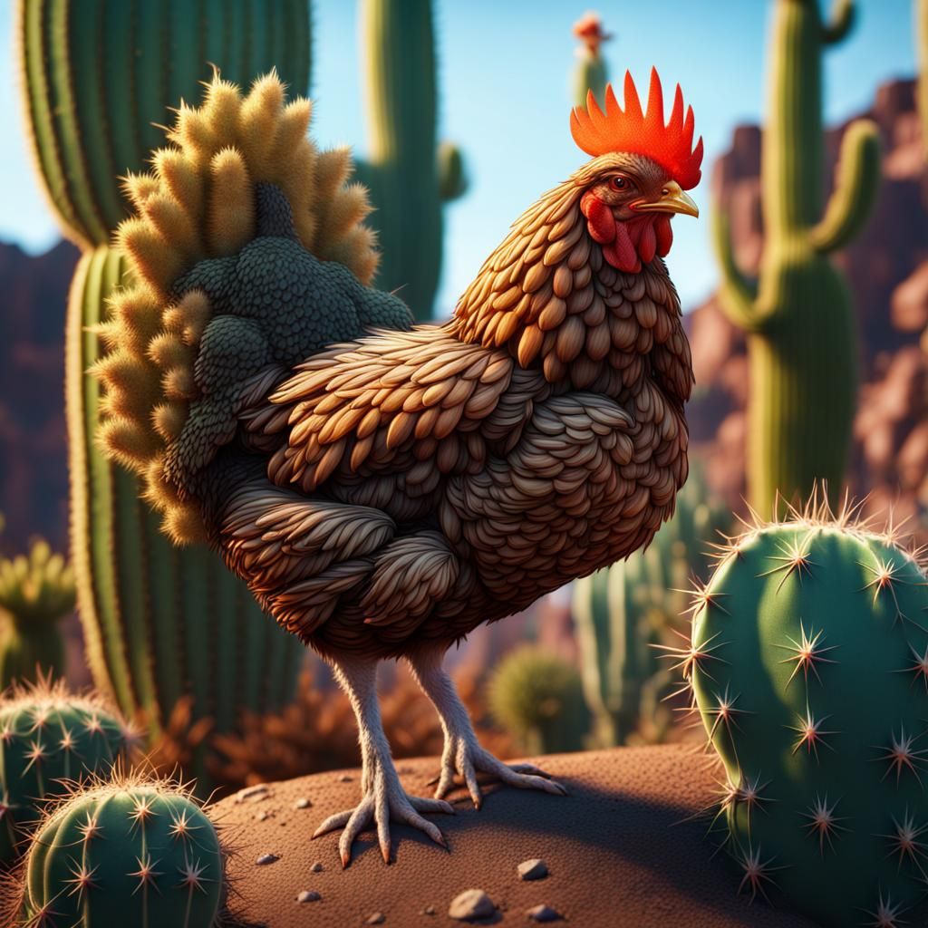 Chicken on Cactus: Detailed Matte Painting