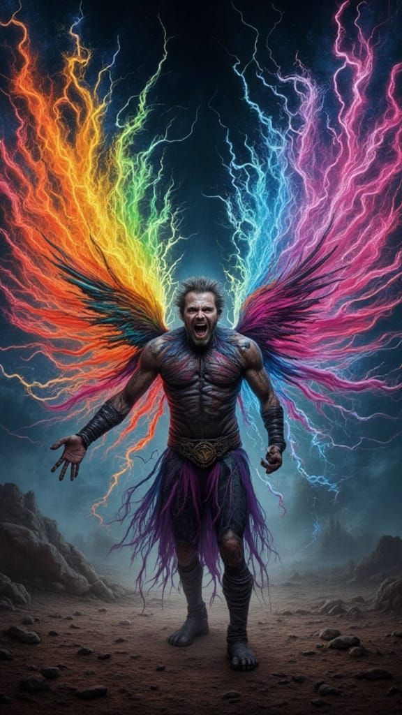 Rainbow Lightning Angel Portrait