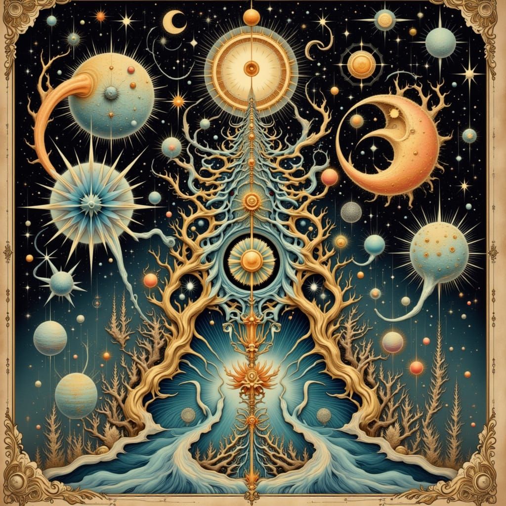 Vintage French Mystical Allegory of Life