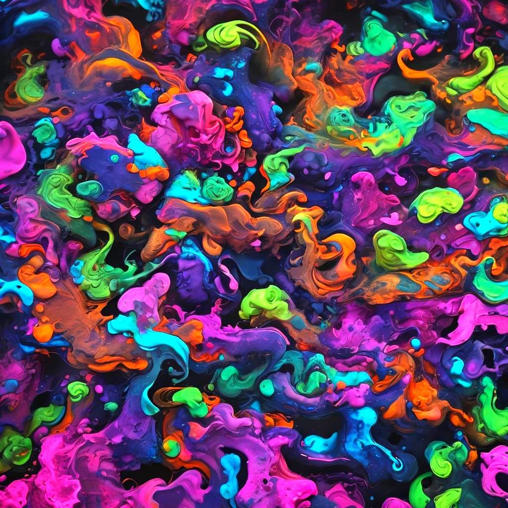 Fluorescent Abstract Composition in Brilliant Pigments