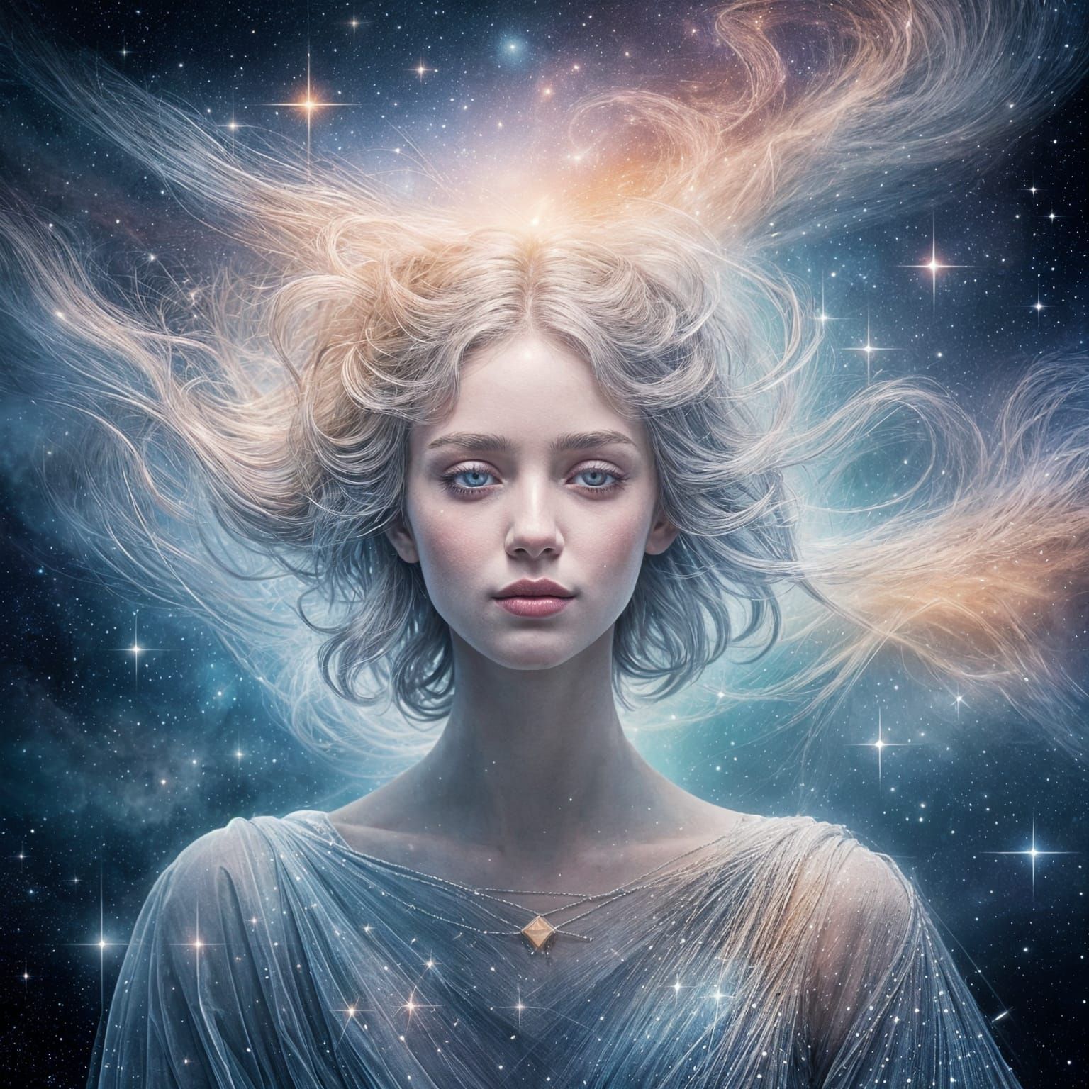 Celestial Face in the Stars, A Mysterious Portrait in the Ni...