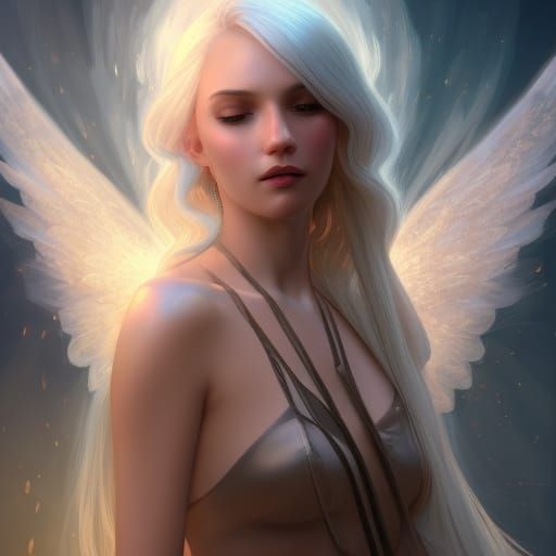 Anime Angel Holding Light in the Shadows