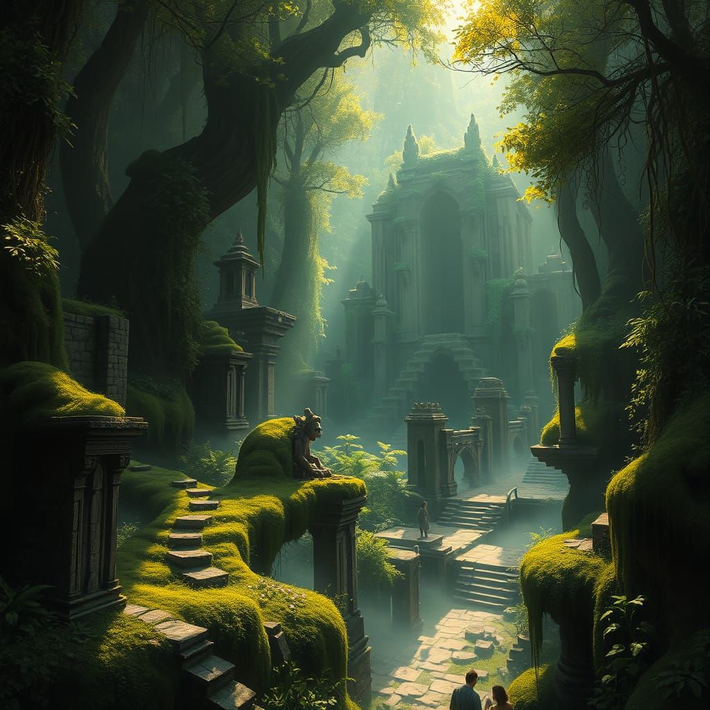 Jungle Reclaims Ancient Metropolis in Mystical Concept Art
