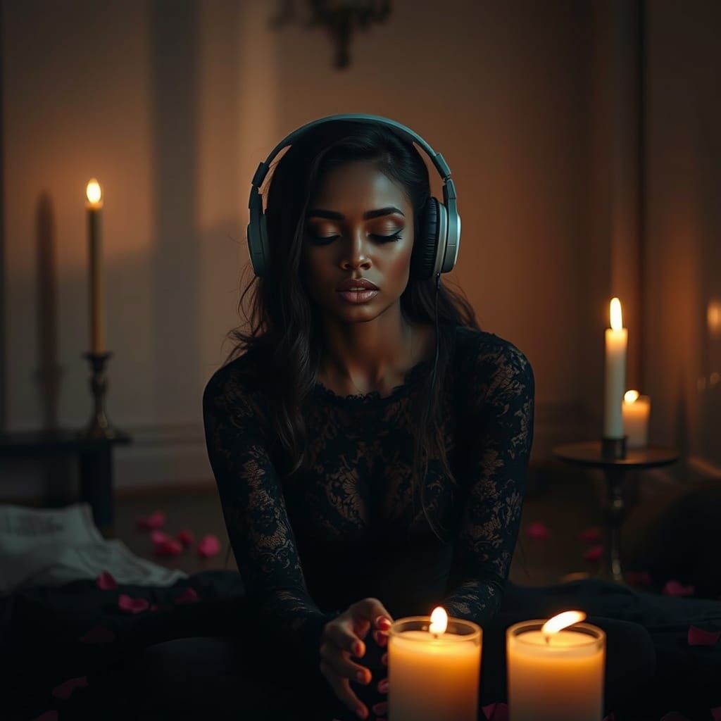 Enchanting Woman in Candlelight: Gothic Luxury