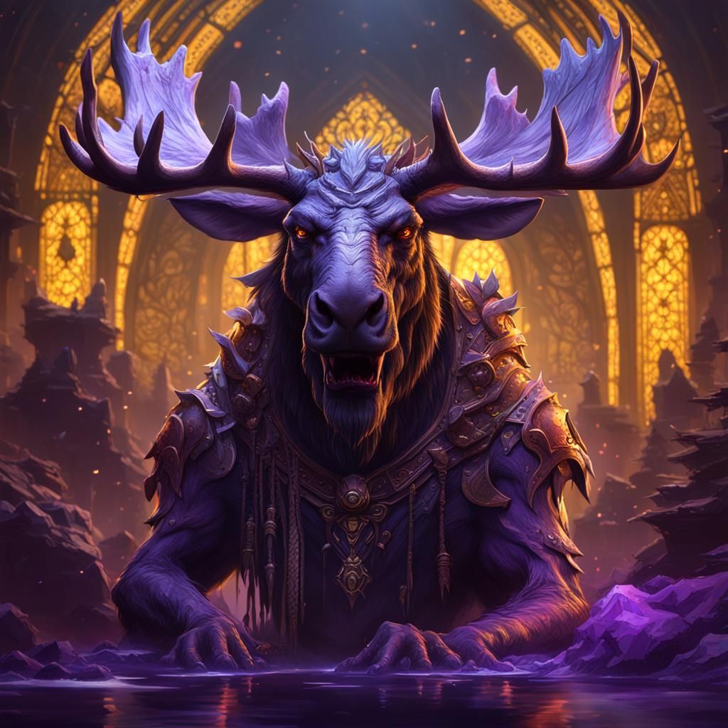Hyperdetailed Moose Demon in Dark Fantasy Style