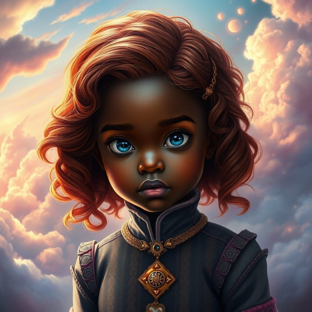 Whimsical Ebony Goddess in Mystic Realm