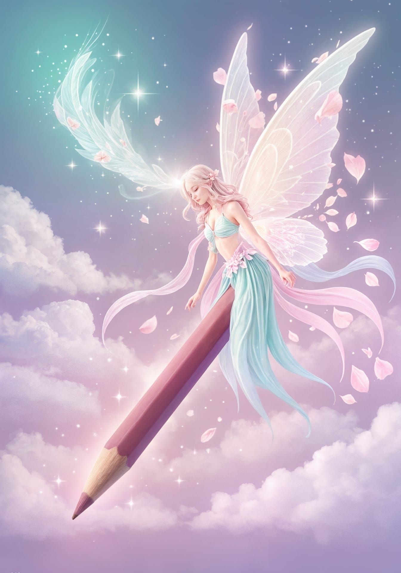 Colored Pencil Transforms Into Luminous Fairy