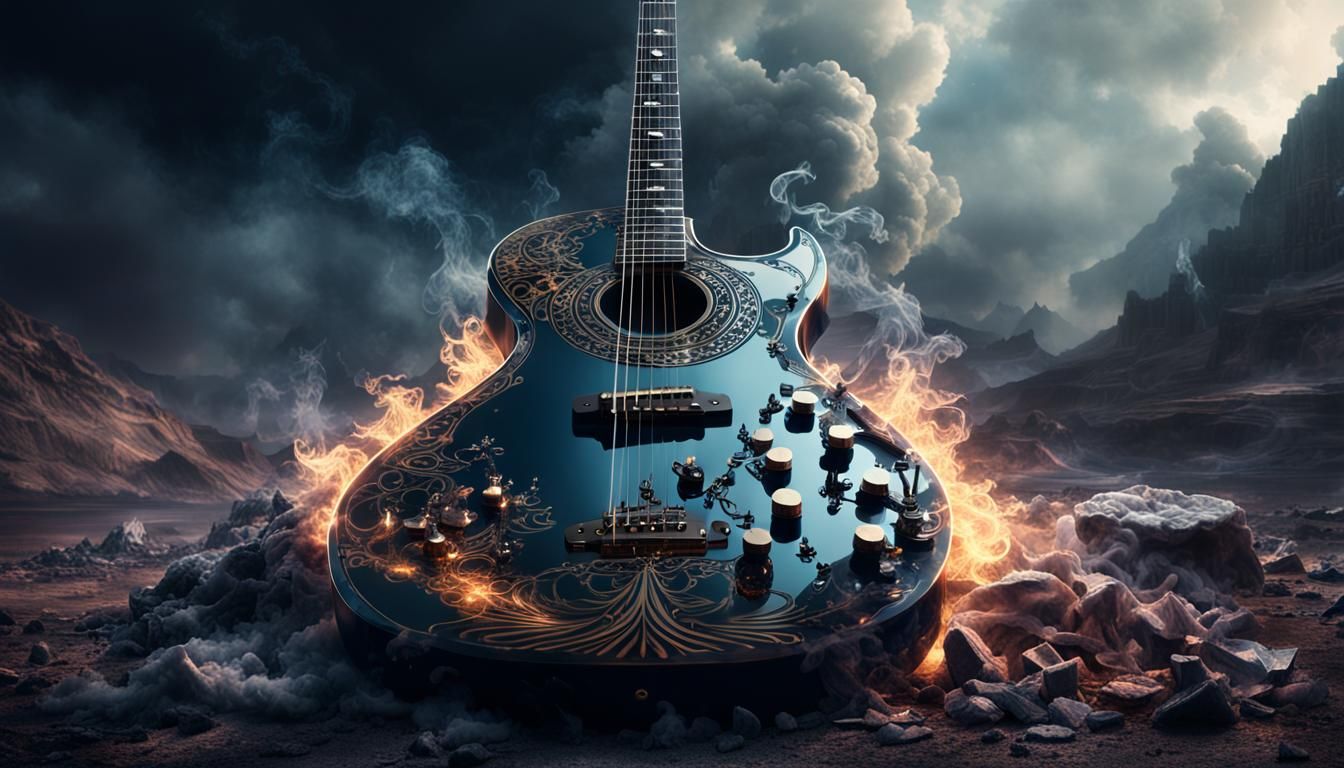 Spectacular Smoke and Mirrors Guitar: Digital Matte Painting