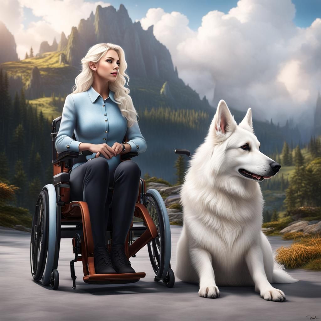 Woman with Shepherd in Detailed Fantasy Art