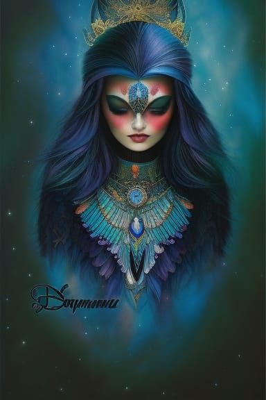 Stunning Raven in Watercolour Photoillustration