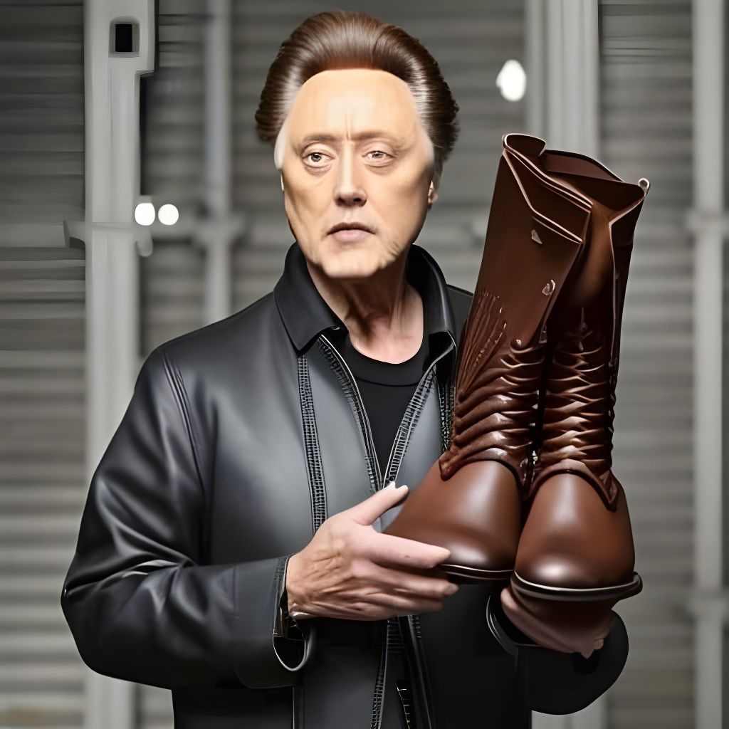 Christopher Walken Holding Boots, Photo Portrait