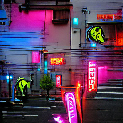Neon-Lit Japanese Street Scene