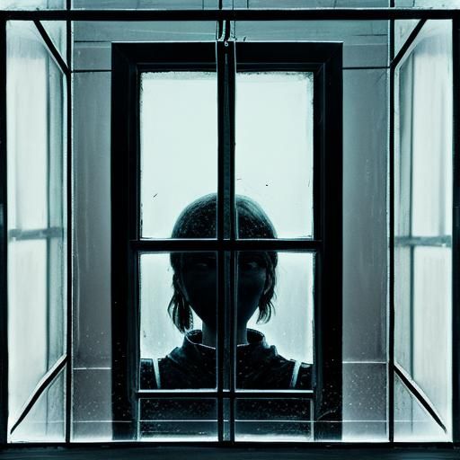 Figure Trapped Inside Glass Structure