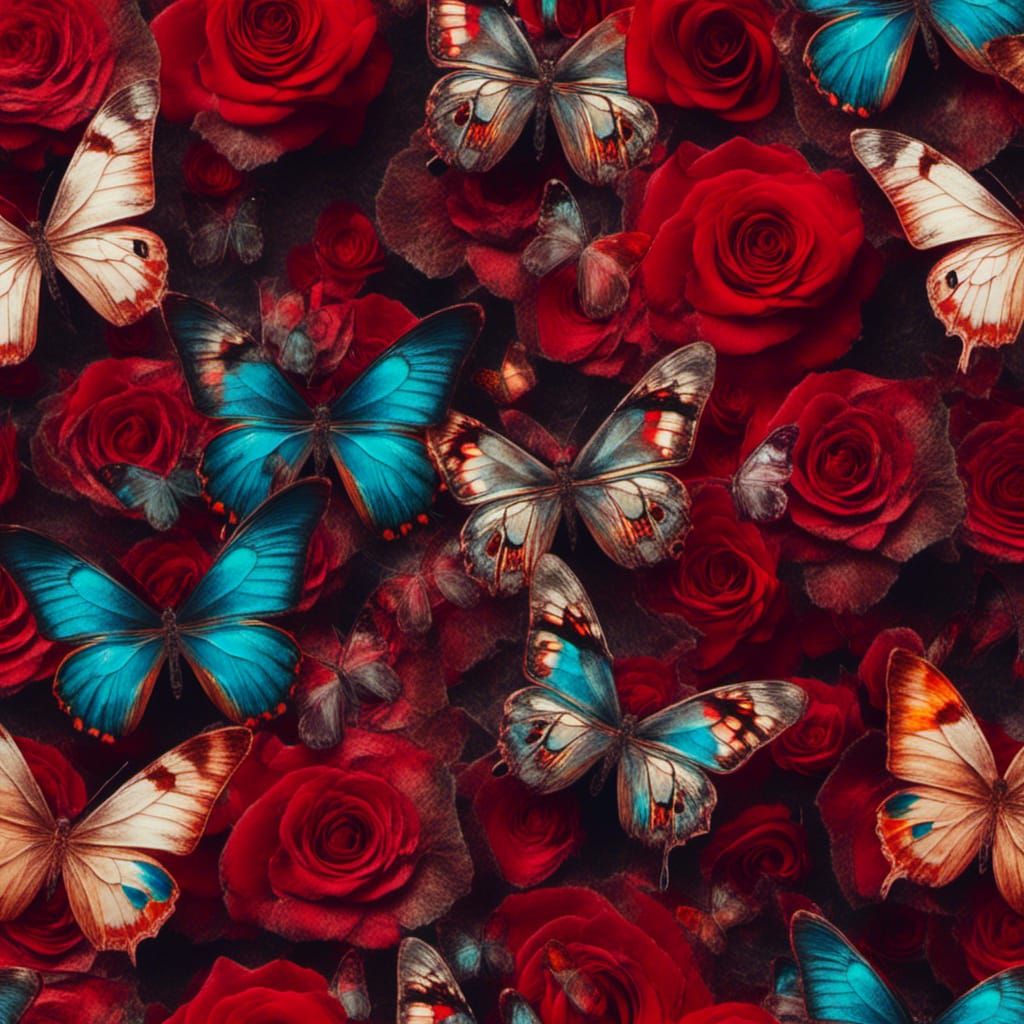 Butterflies and Roses in Macabre Style