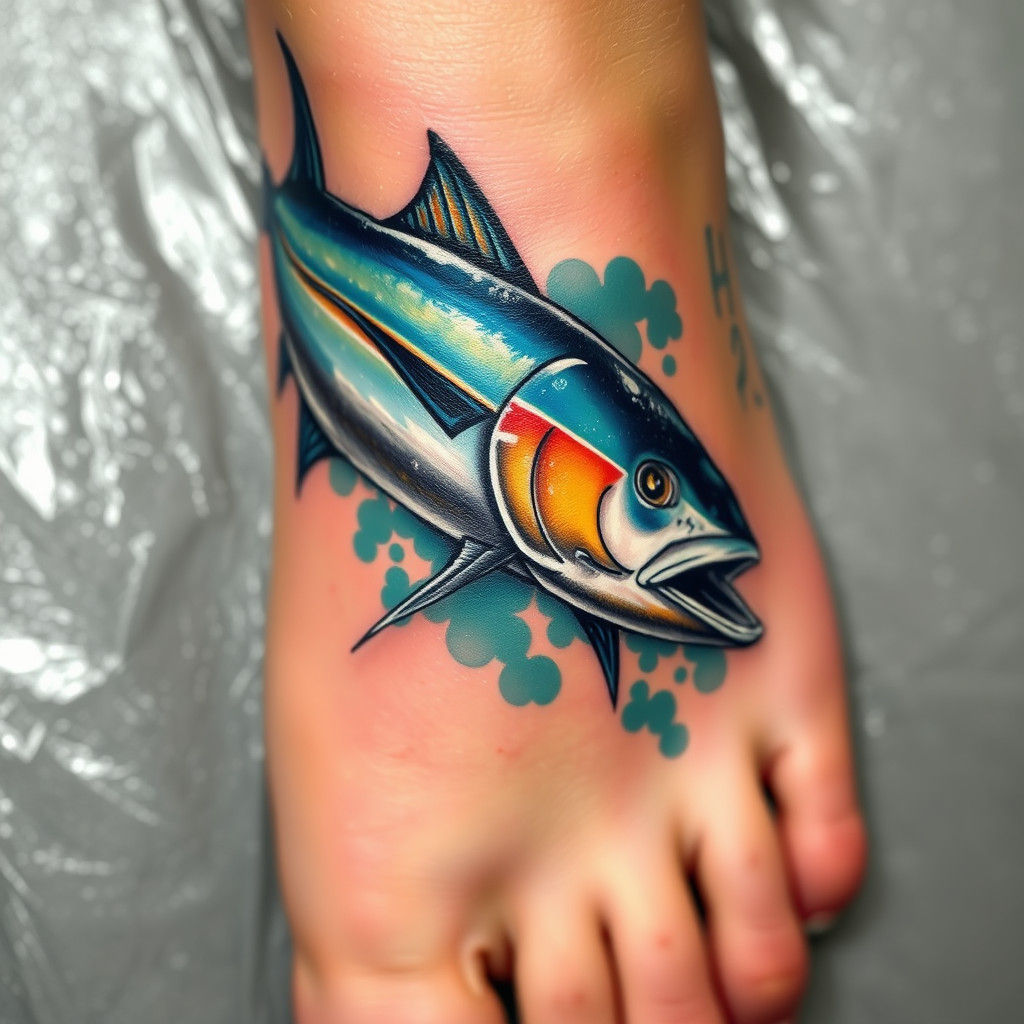 Tuna Tattoo Leaping to Life: Oil Painting