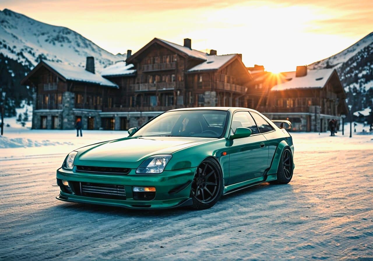 Emerald Honda Prelude with Rocket Bunny Kit