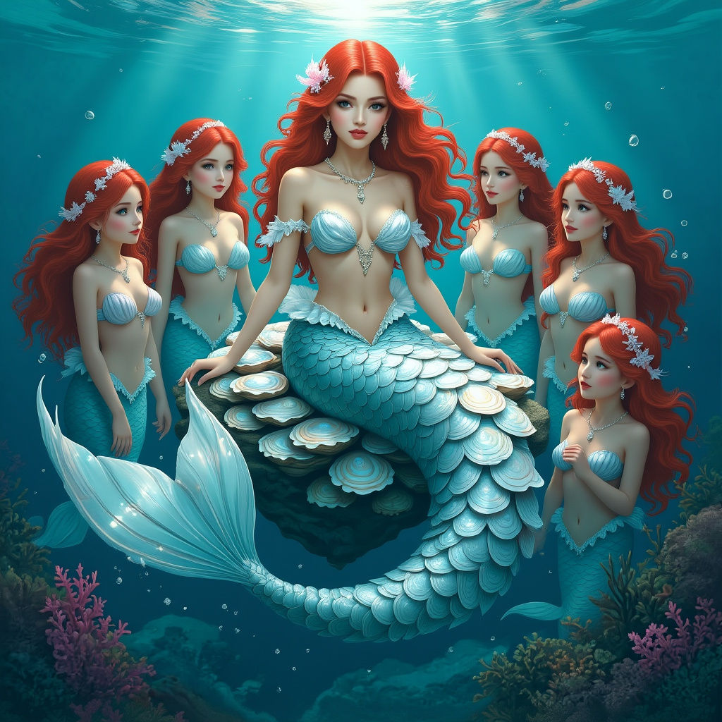 Young Mermaid Princess in a Fantasy Underwater World