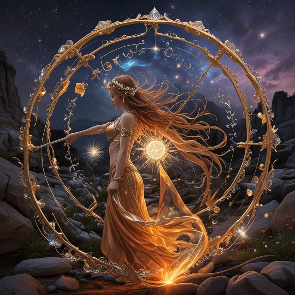 Celestial Goddess Emerging from Sacred Gardens