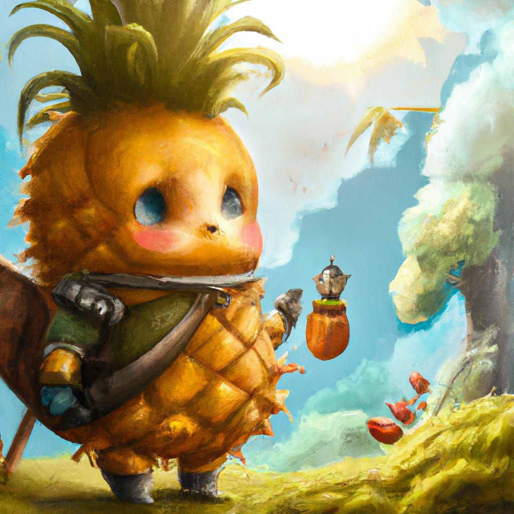 Young pineapple who dreams of being a knight