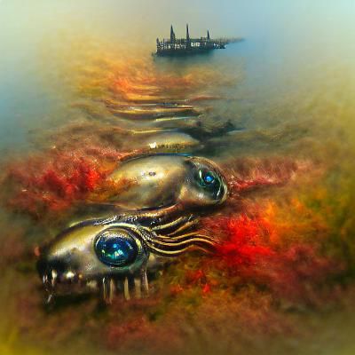 Bloody Eyes in Poisoned Sea: Steampunk Giger Style
