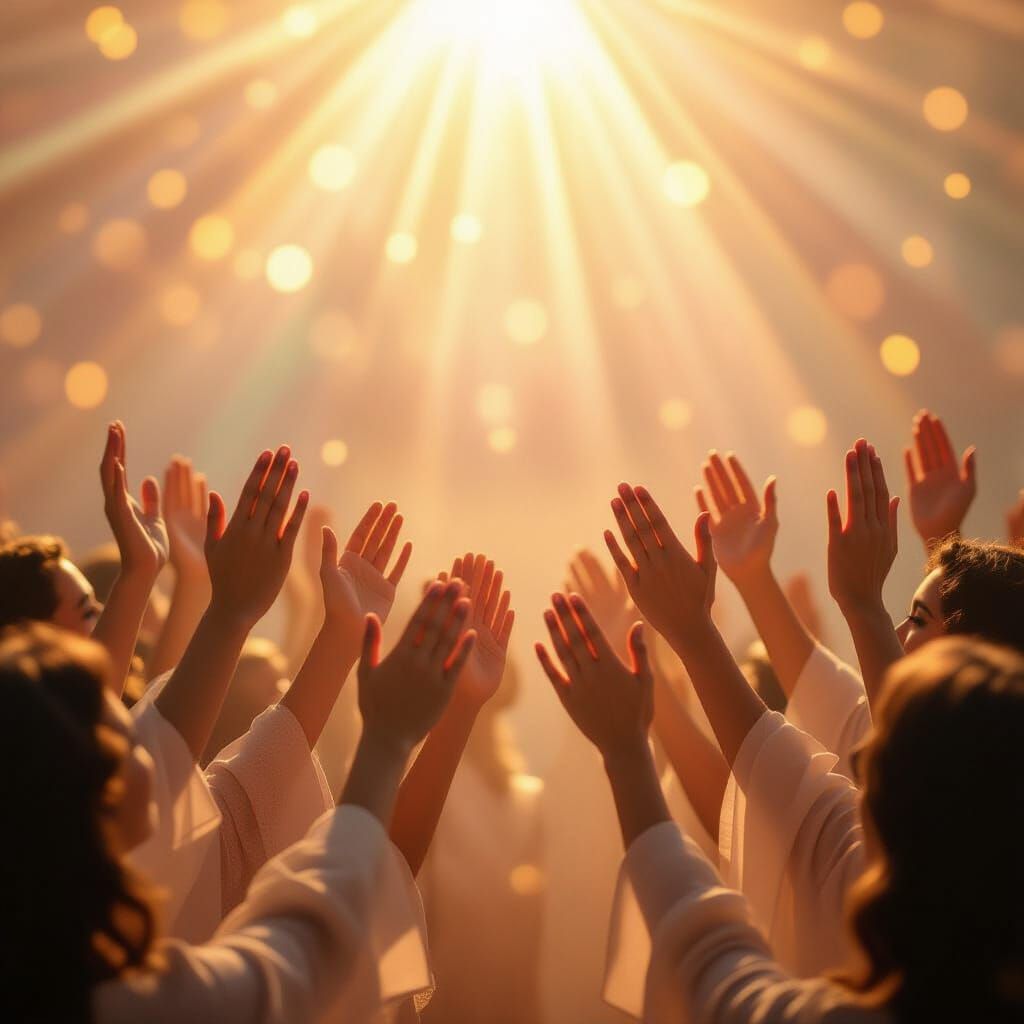 Ethereal Hands Receiving Golden Hour Divine Blessings