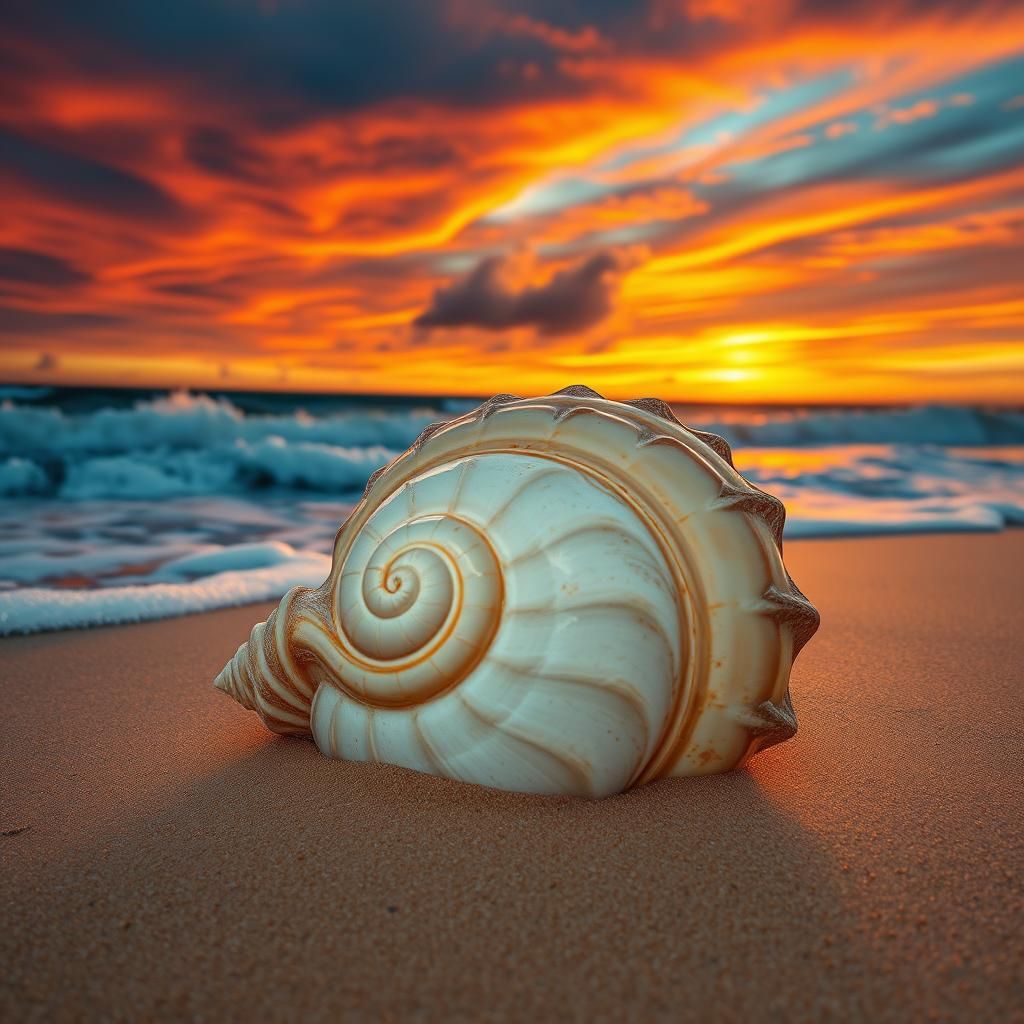 Conch Shell Sunset on Golden Beach