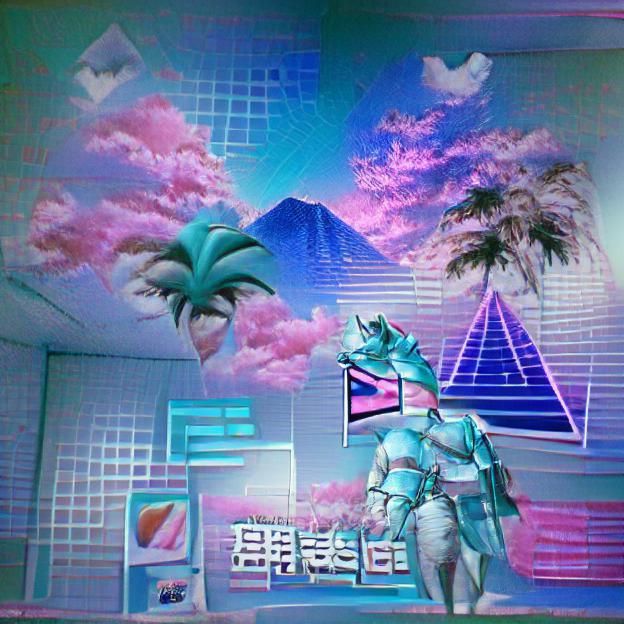 Vaporwave Aesthetic with Neon Graphics