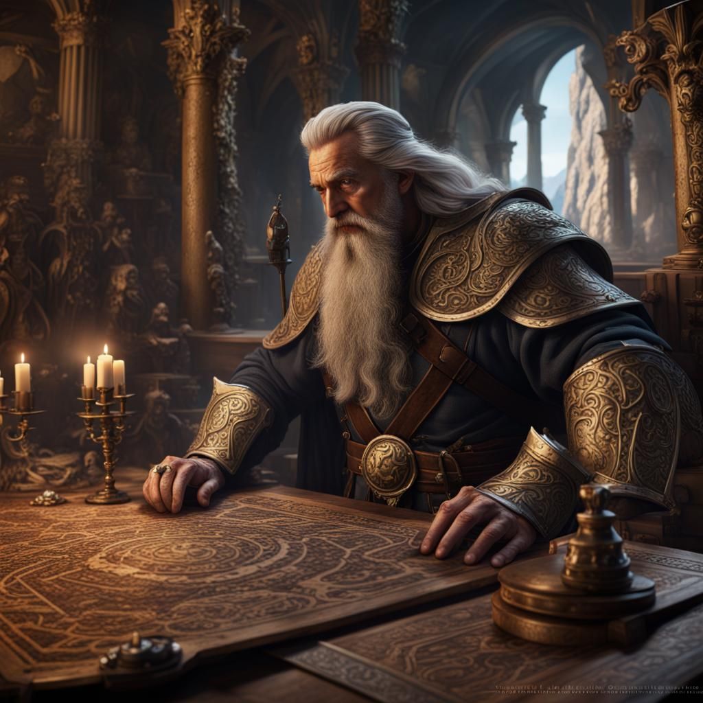 Odin Feasts in Valhalla: Detailed Matte Painting