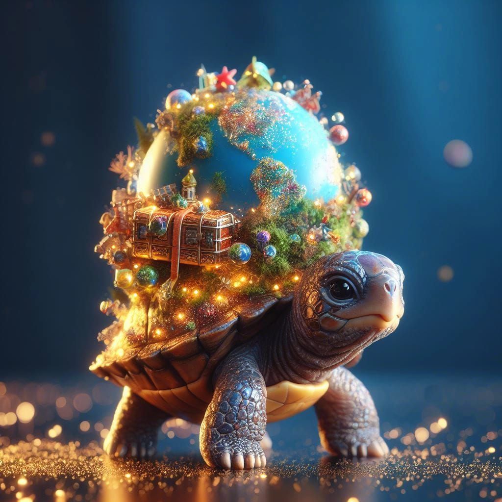 Turtle Carrying World: Photorealistic CGI Render
