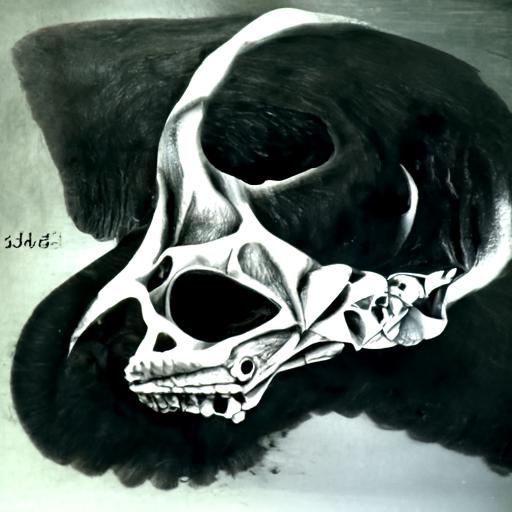 Hyperdetailed Charcoal Drawing of a Skull
