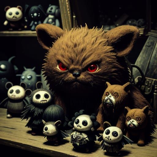 Creepy Stuffed Animals with Glowing Eyes