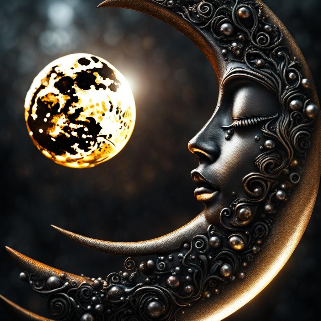 Realistic Sunlight Bead Moon in Impasto Style