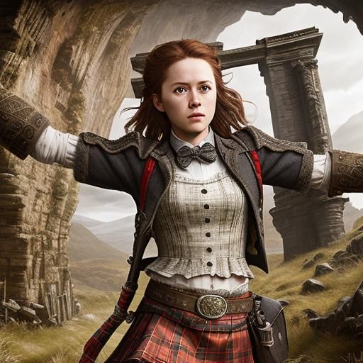 Wee Bonnie Lass in Kilt: Digital Matte Painting