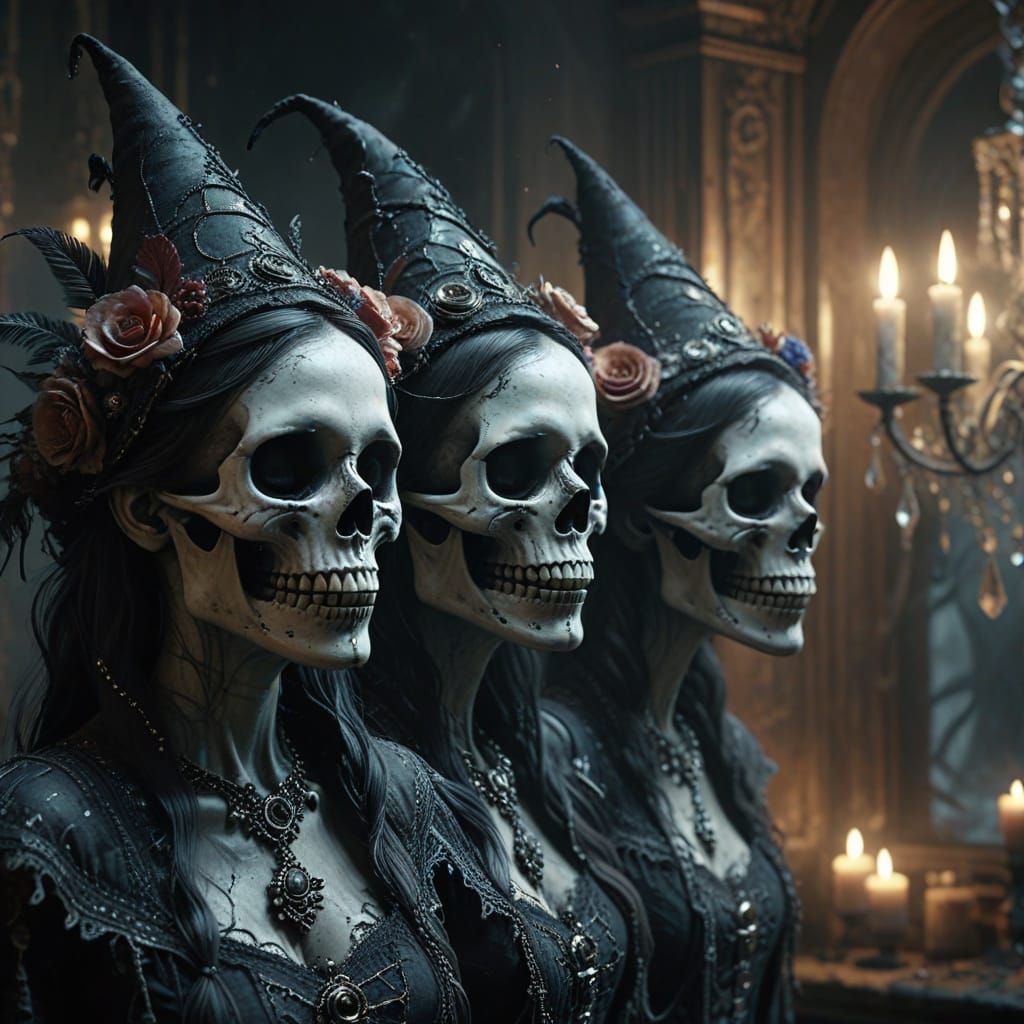 Undead Partygoers Wear Eerie New Year's Hats