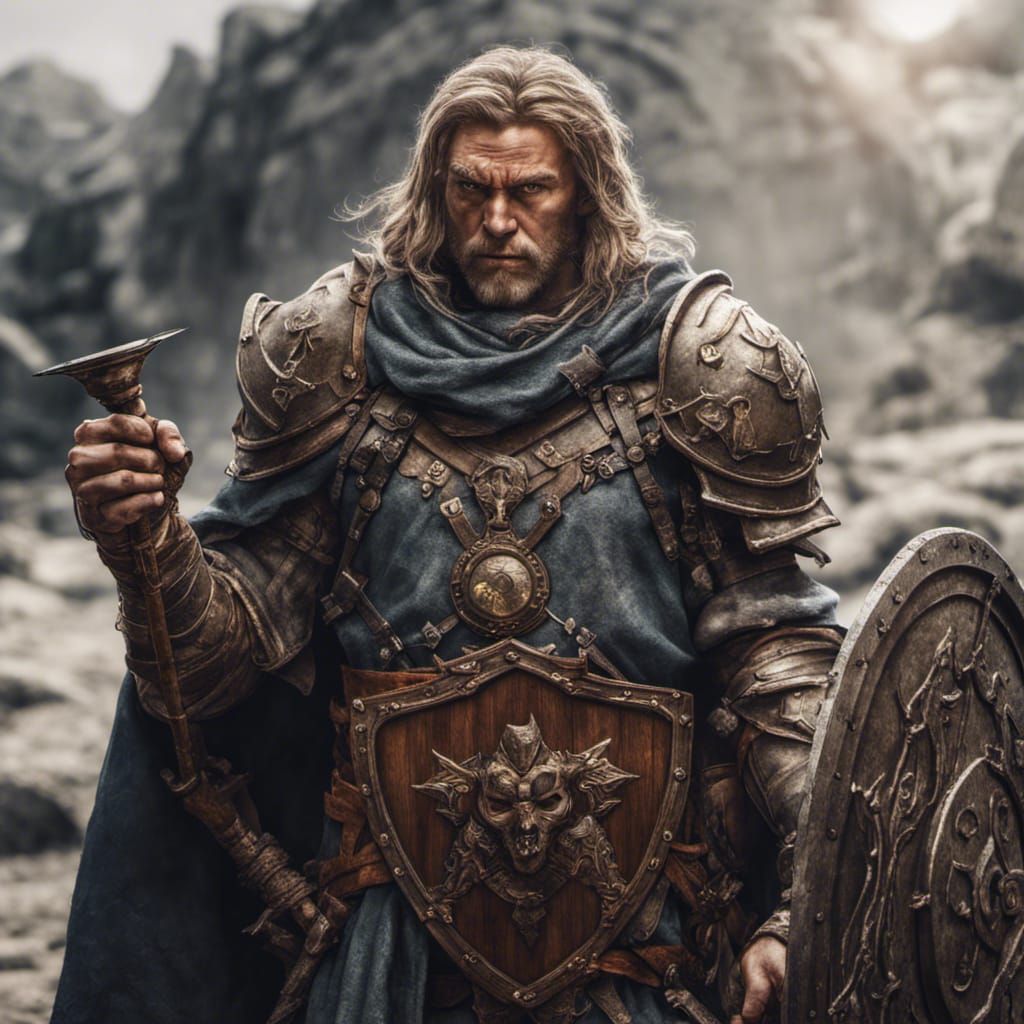 Cleric with Blowgun and Shield in HDR