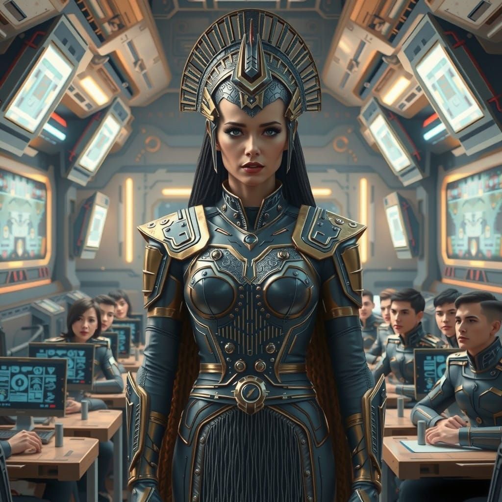 Futuristic Warrior Goddess of Wisdom and Justice