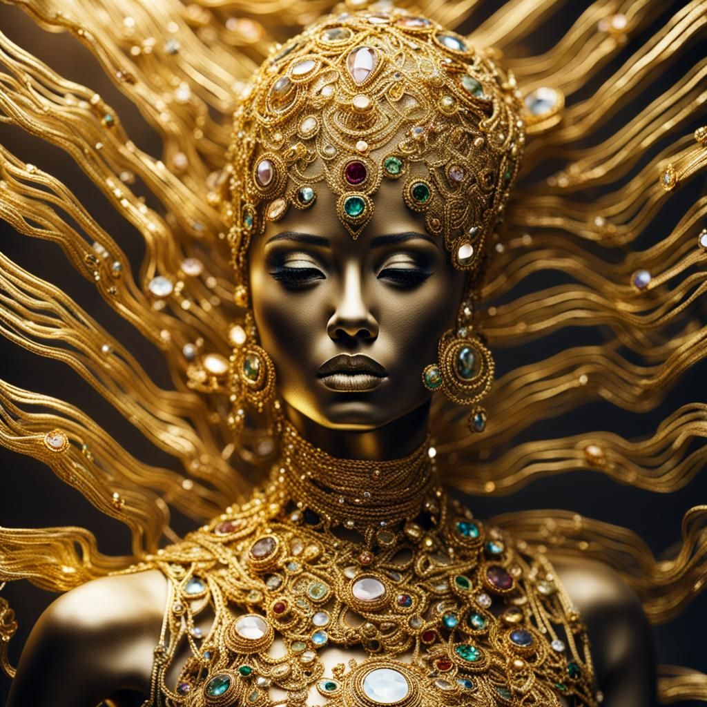 Golden Jewel Woman: AI Art Portrait