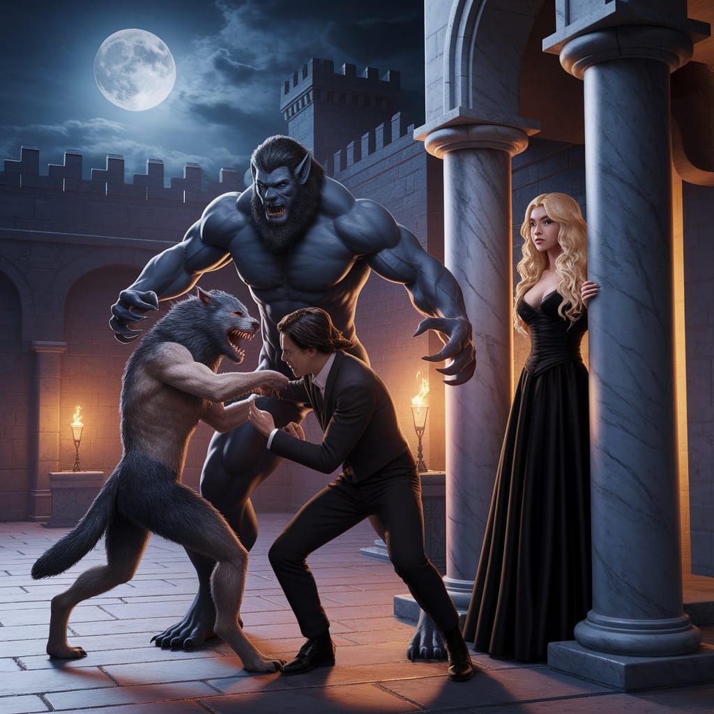 Medieval Lycan Stands Between Werewolf and Vampire in Moonli...