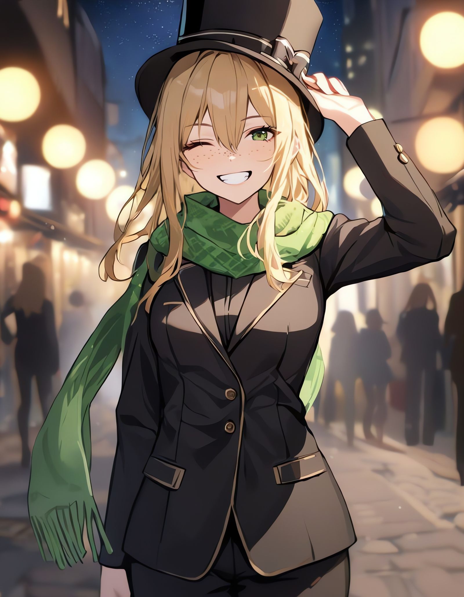 Whimsical Street Magician in a Starry Night Cowboy Pose