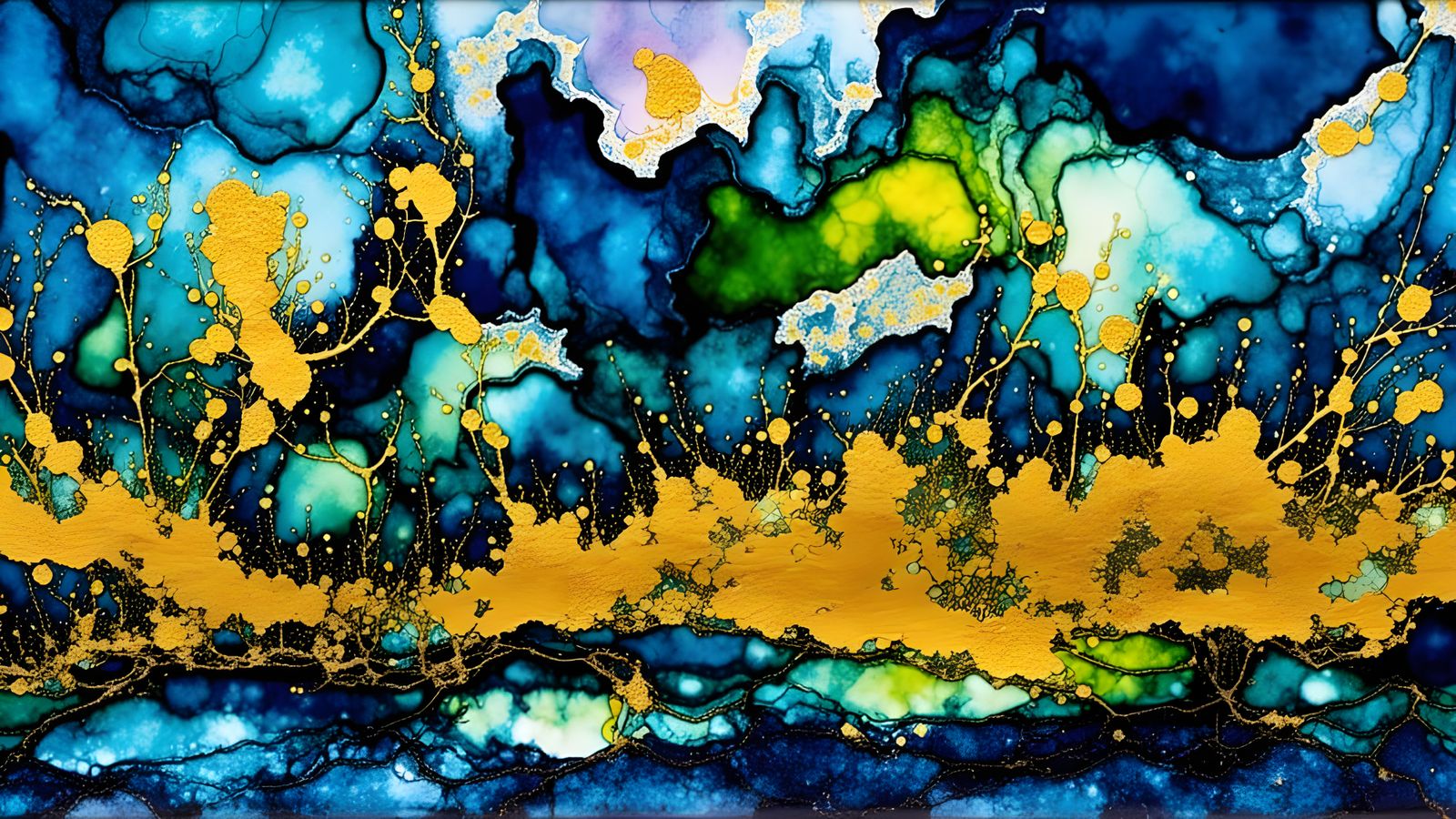 Vibrant Alcohol Inks Marbling with Wild Brushstrokes