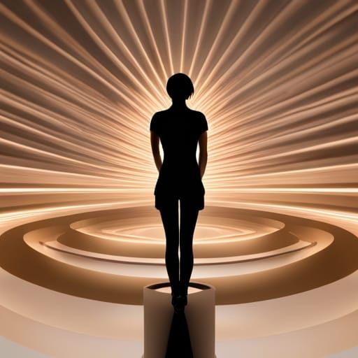 Futuristic Silhouette Gazing into Vortex Portal