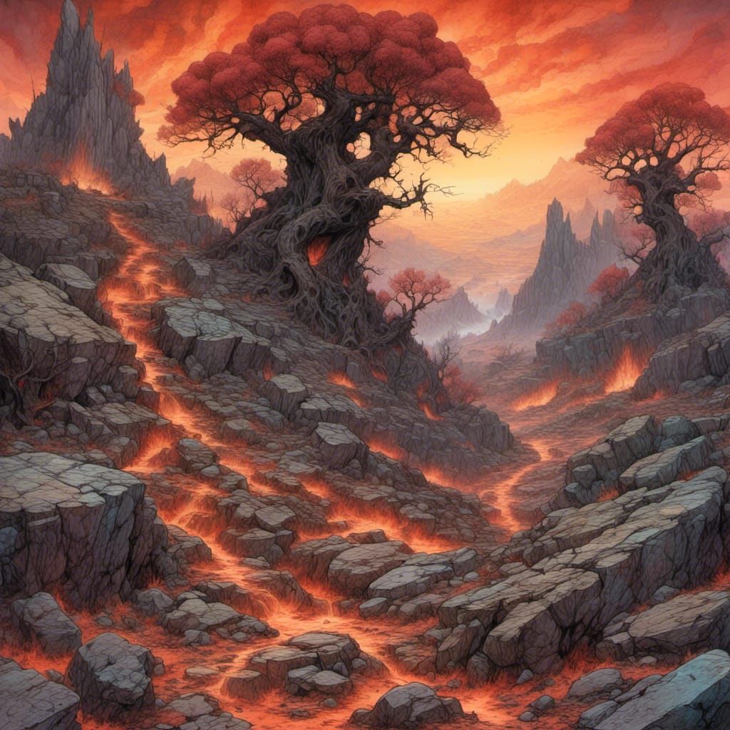 Infernal Hellscape: A Blasted, Colorful Depiction